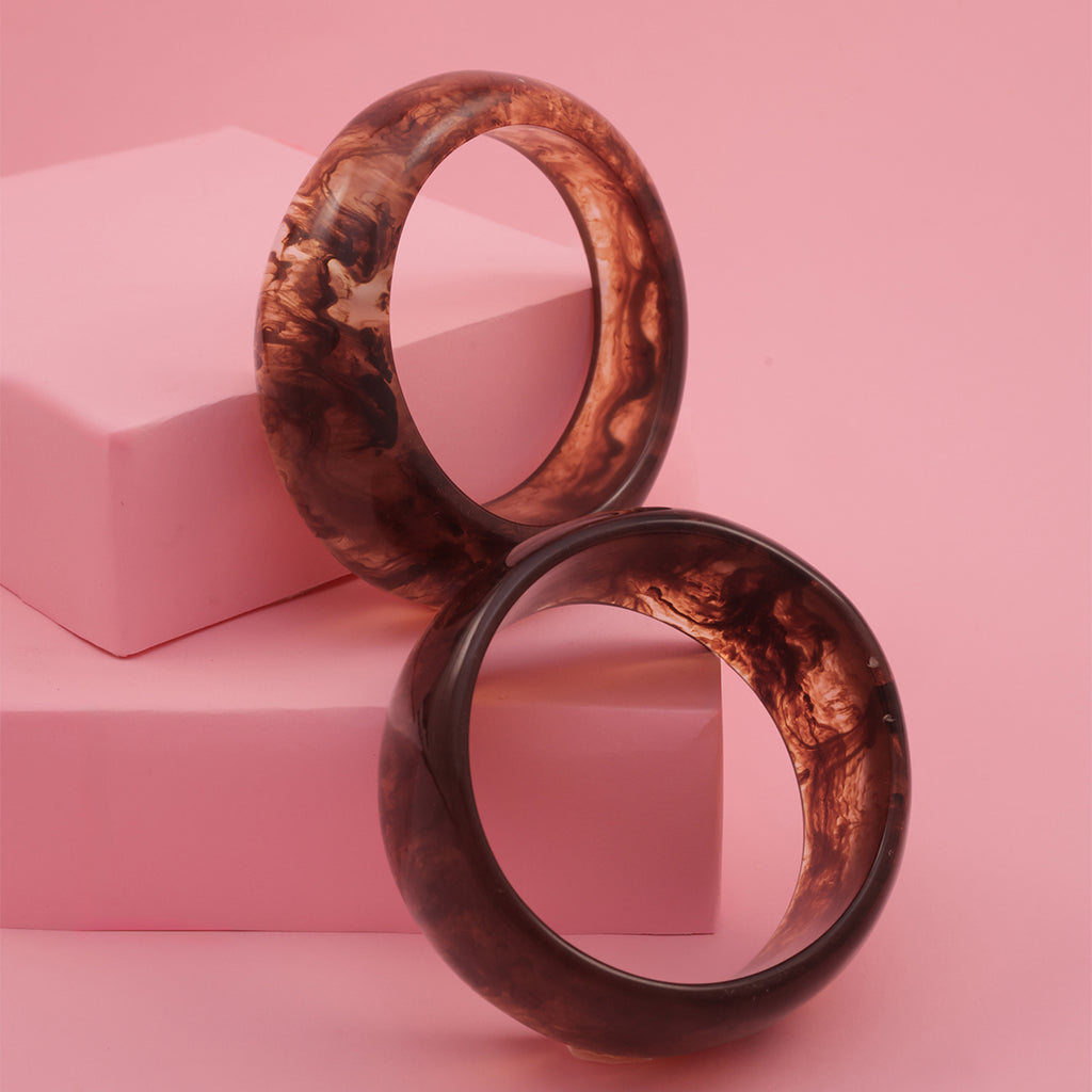 Luxe Tortoiseshell Style Resin Bangle Bracelet (Set of 2) (2.8)