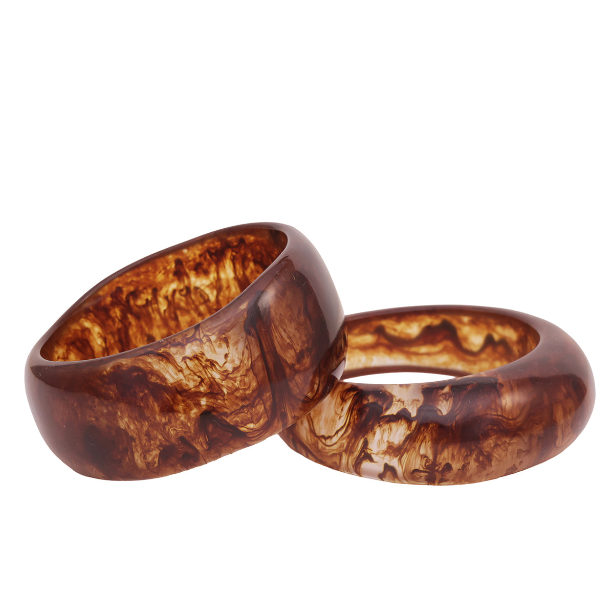 Luxe Tortoiseshell Style Resin Bangle Bracelet (Set of 2) (2.8)