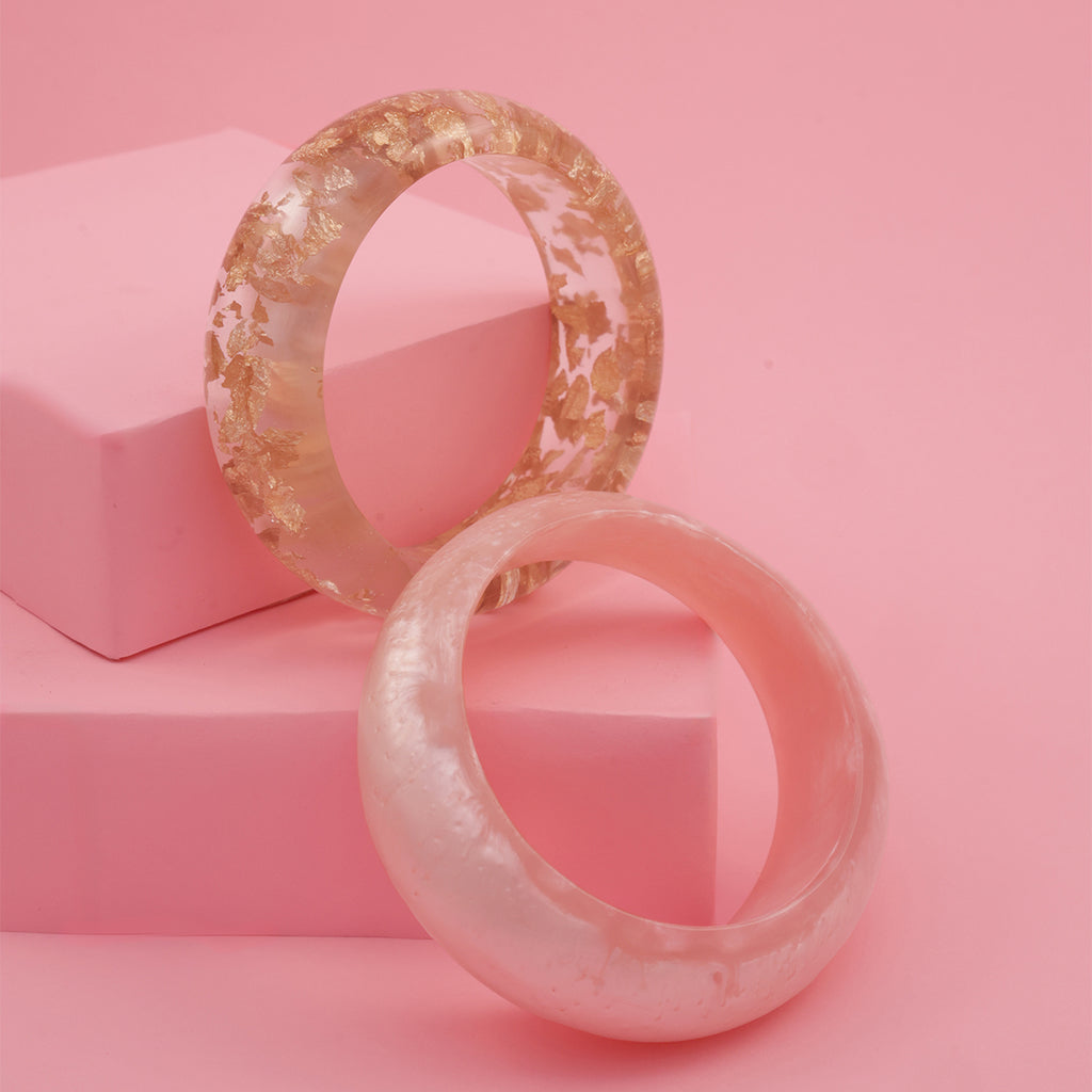 Rose Glow Resin Foil Bangle Set of 2 (2.8)