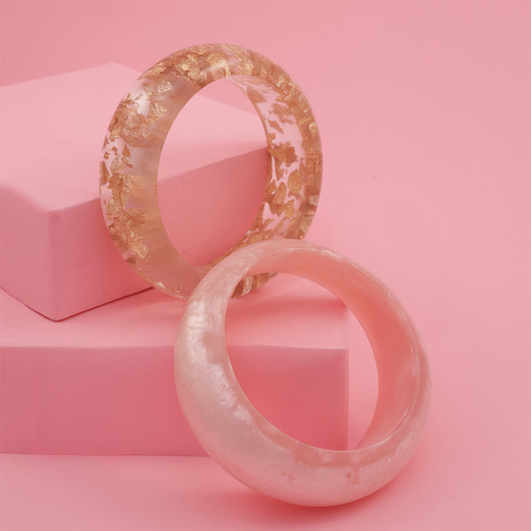 Rose Glow Resin Foil Bangle Set of 2 (2.8)