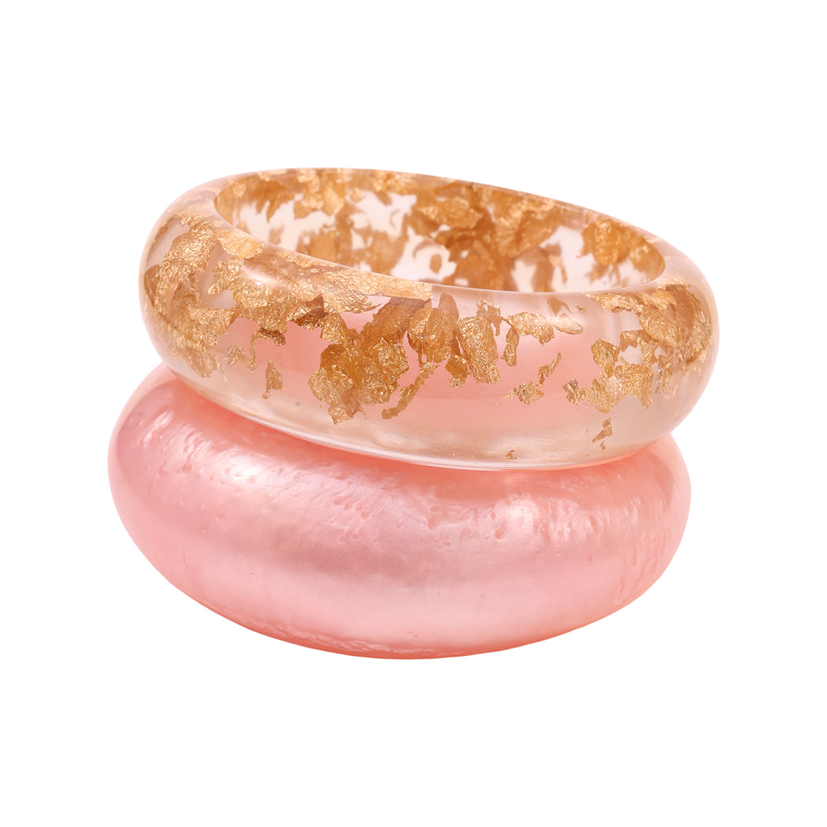 Rose Glow Resin Foil Bangle Set of 2 (2.8)