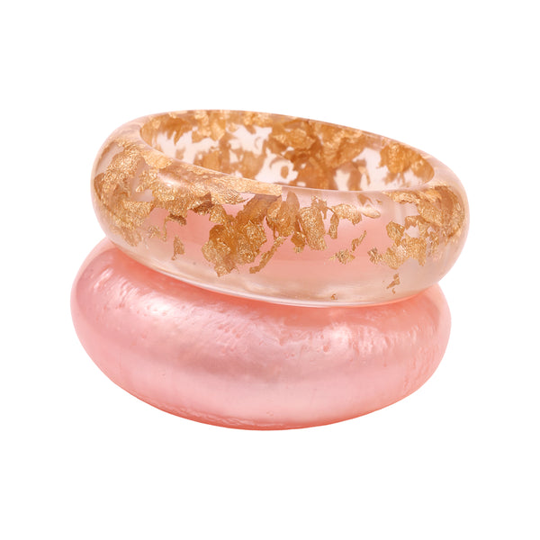 Rose Glow Resin Foil Bangle Set of 2 (2.8)