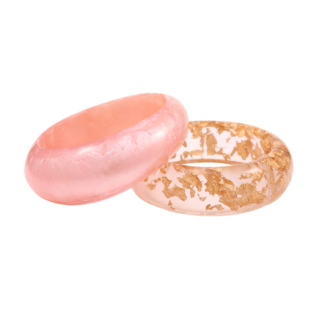 Rose Glow Resin Foil Bangle Set of 2 (2.8)