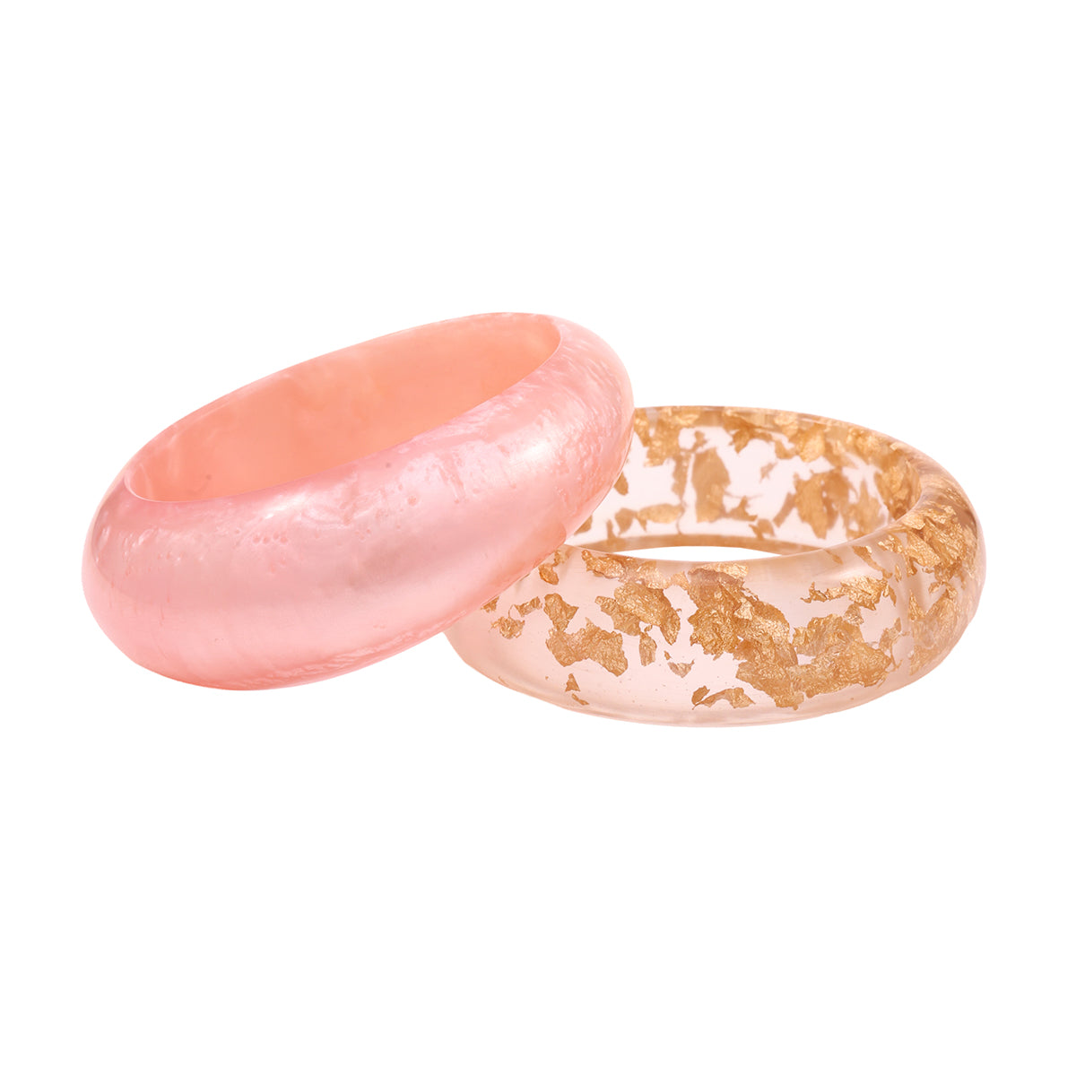Rose Glow Resin Foil Bangle Set of 2 (2.8)