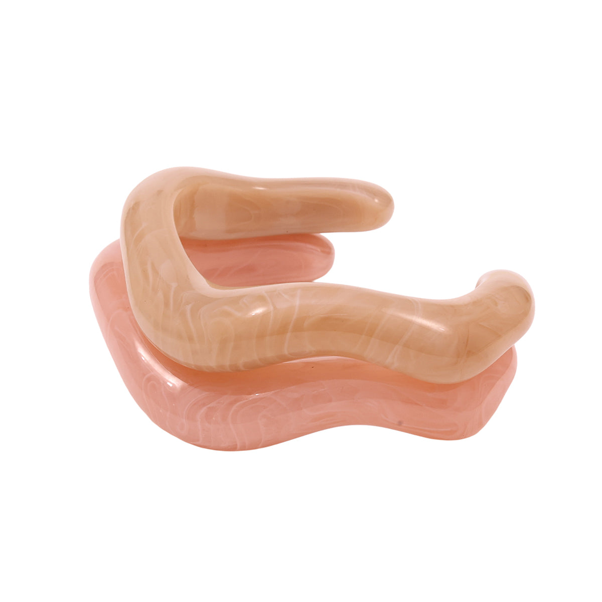 Set of 2 Resin Cuff Bracelets in Nude & Pink Marbled Tones