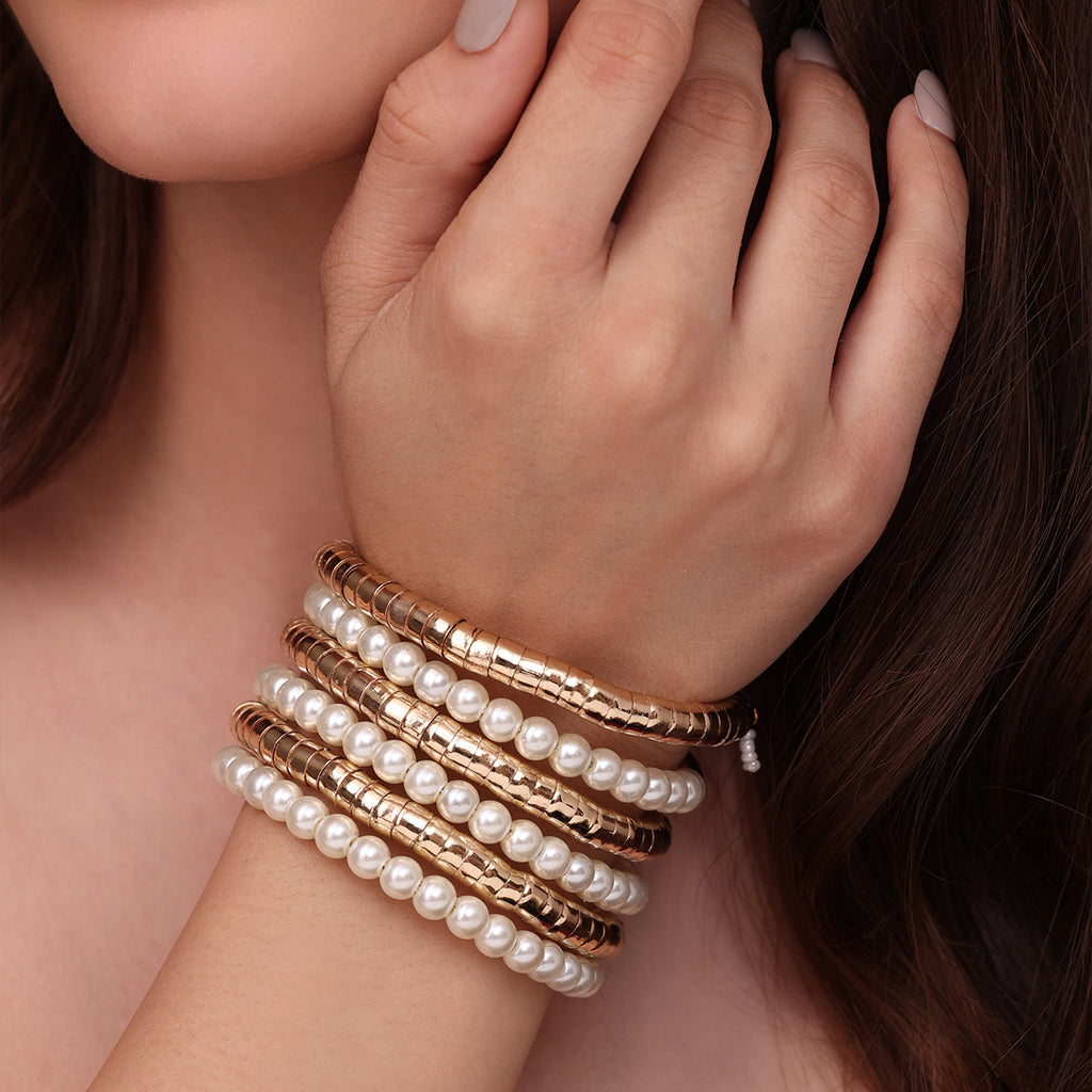 Golden Imitation Pearl Adjustable Cuff