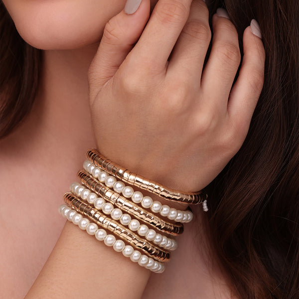 Golden Imitation Pearl Adjustable Cuff