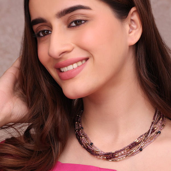 Bohemian Multi-Strand Statement Necklace with Mixed Beads