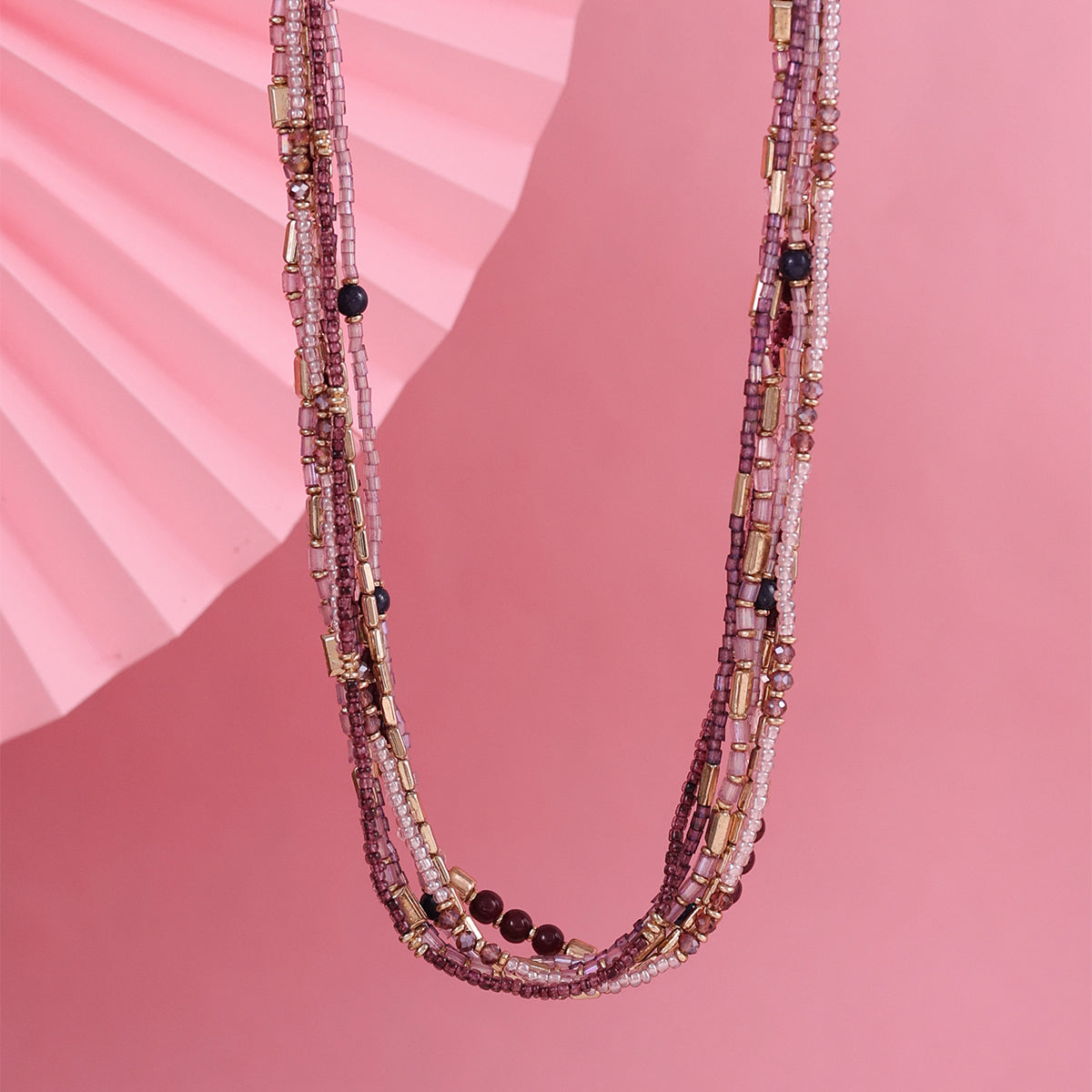 Bohemian Multi-Strand Statement Necklace with Mixed Beads