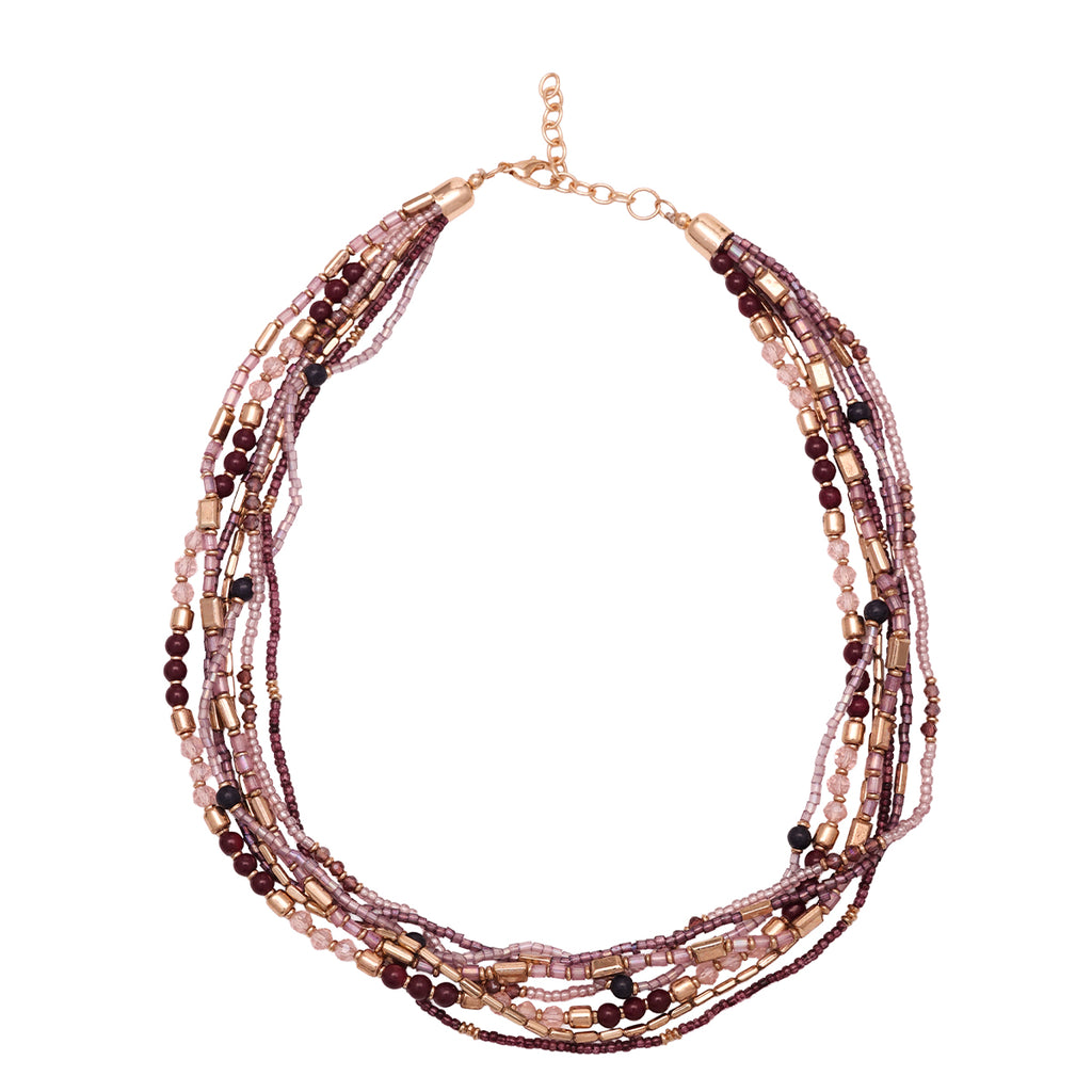 Bohemian Multi-Strand Statement Necklace with Mixed Beads