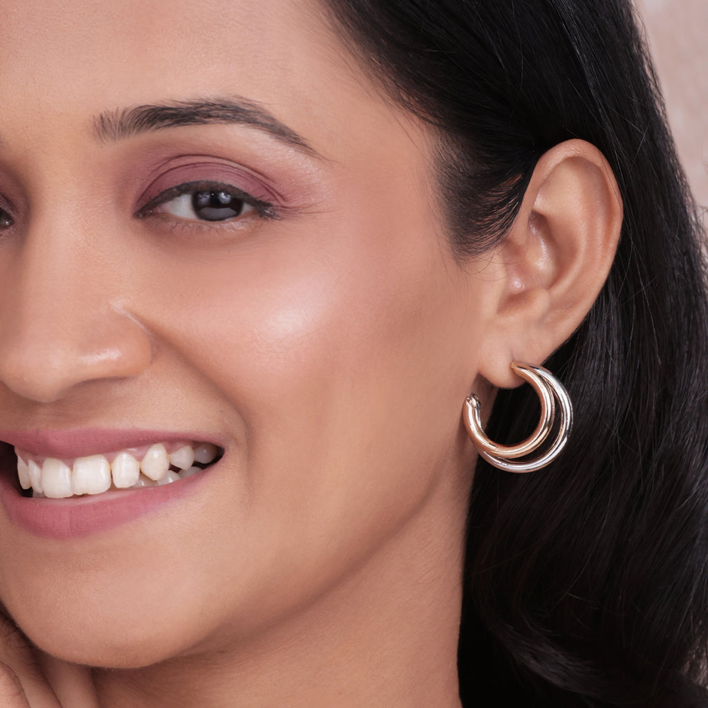 Dual-Tone Heritage Crescent Hoop Earrings