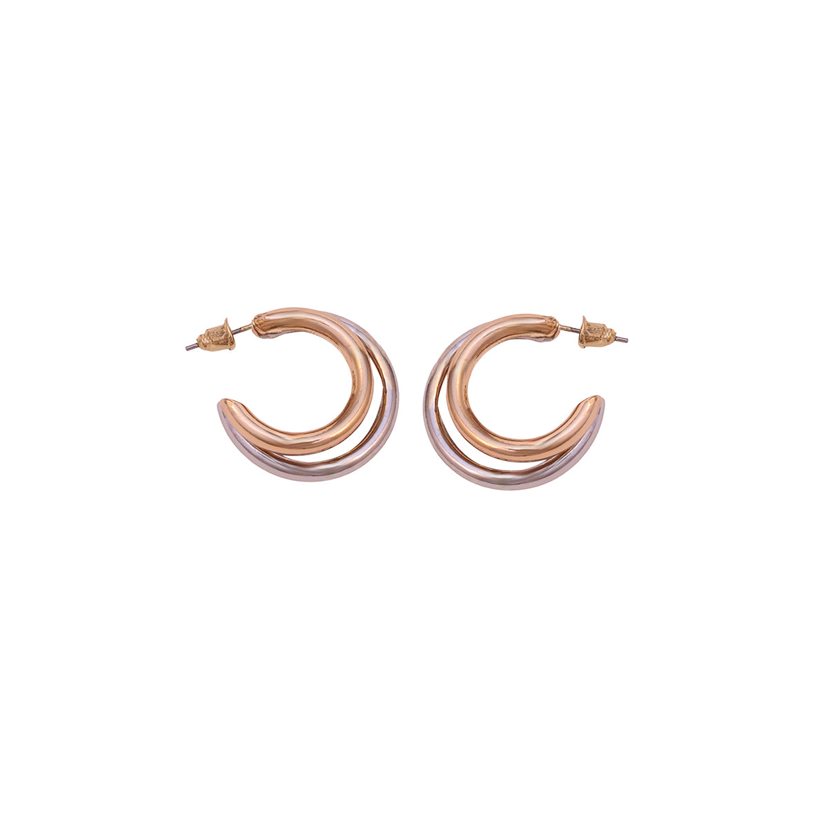 Dual-Tone Heritage Crescent Hoop Earrings