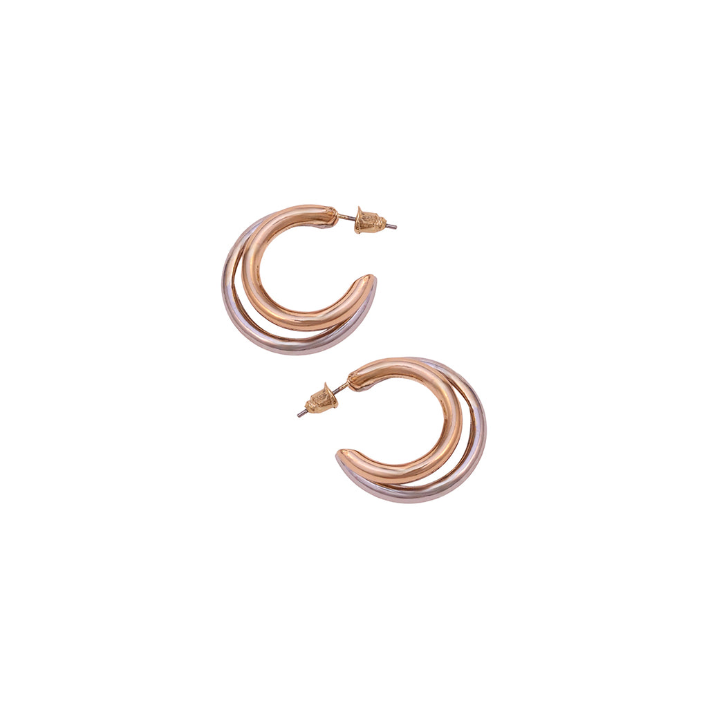 Dual-Tone Heritage Crescent Hoop Earrings