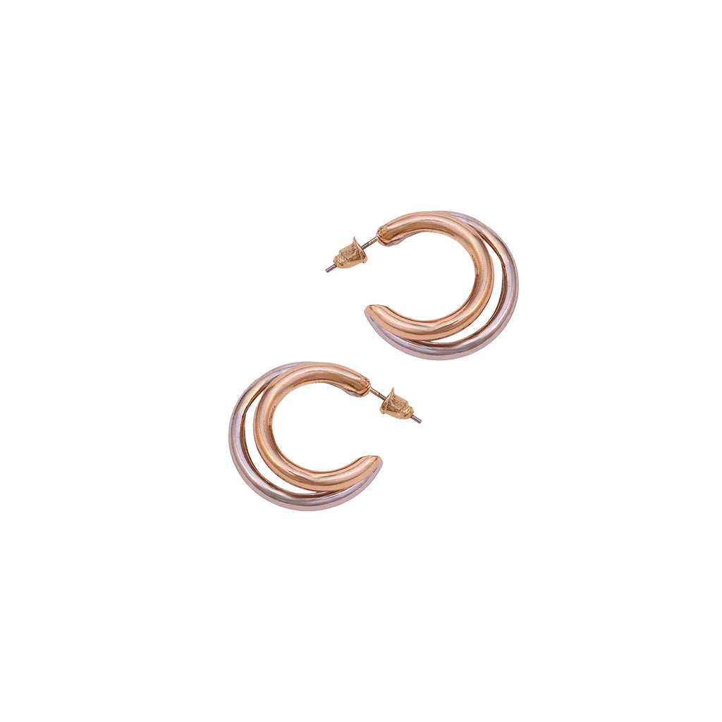 Dual-Tone Heritage Crescent Hoop Earrings