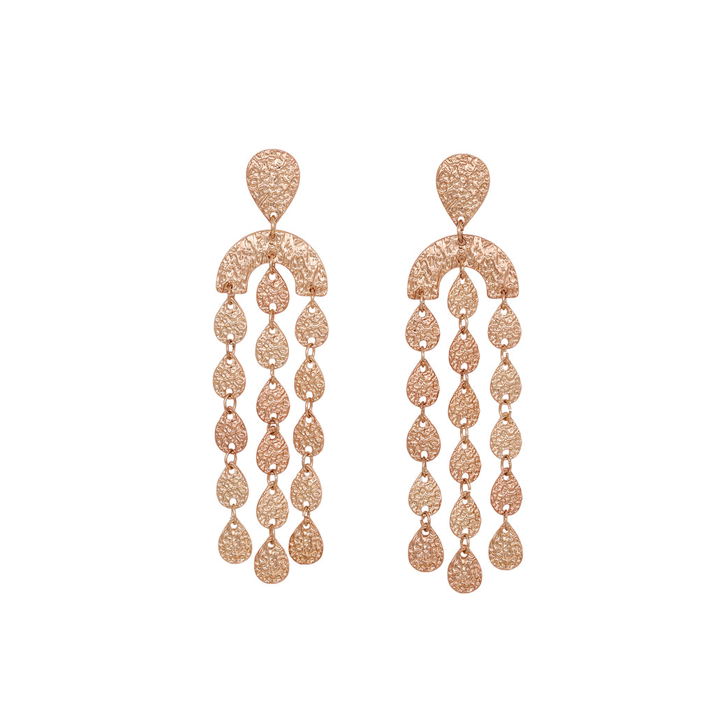 Aurora Gleam Textured Gold Cascade Danglers