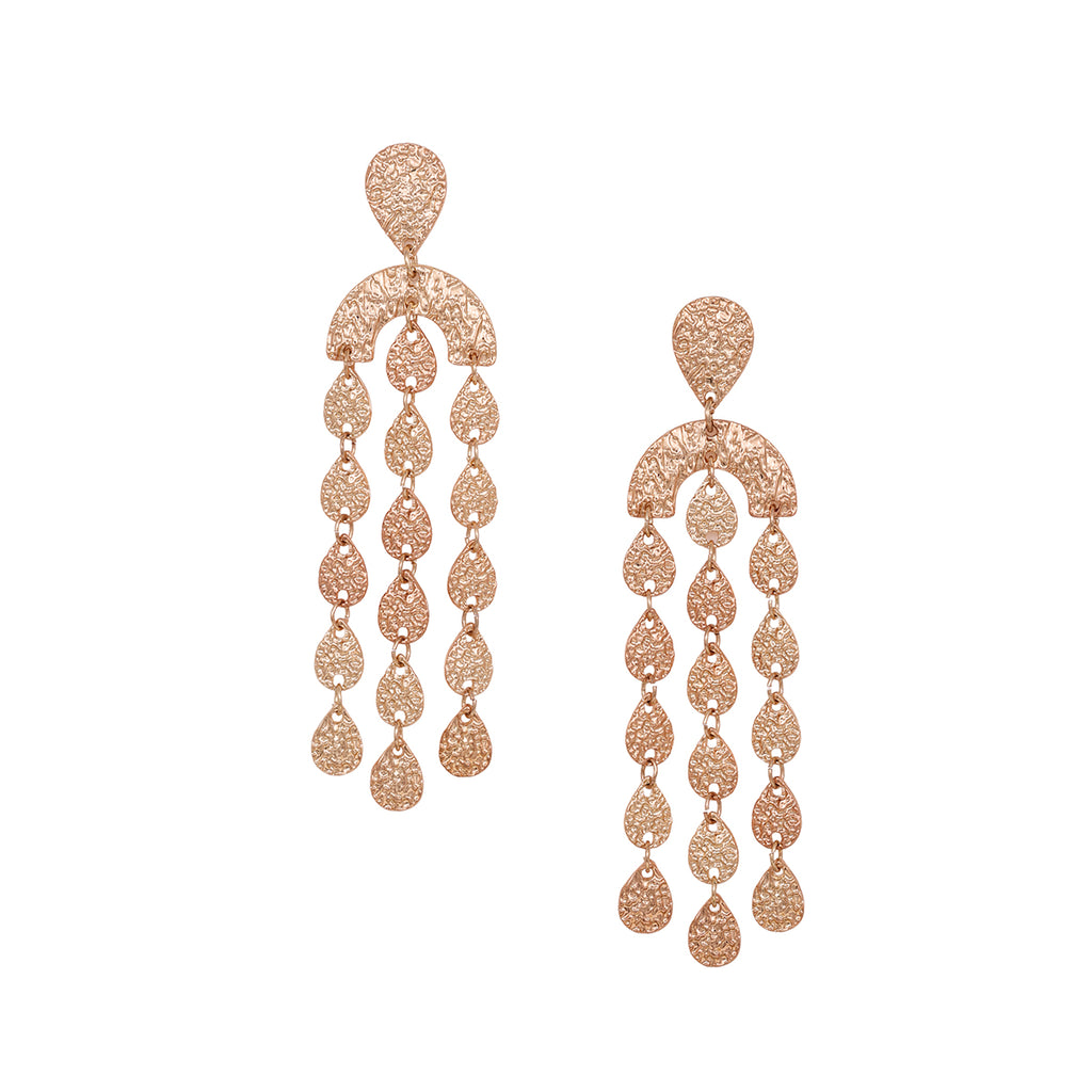 Aurora Gleam Textured Gold Cascade Danglers