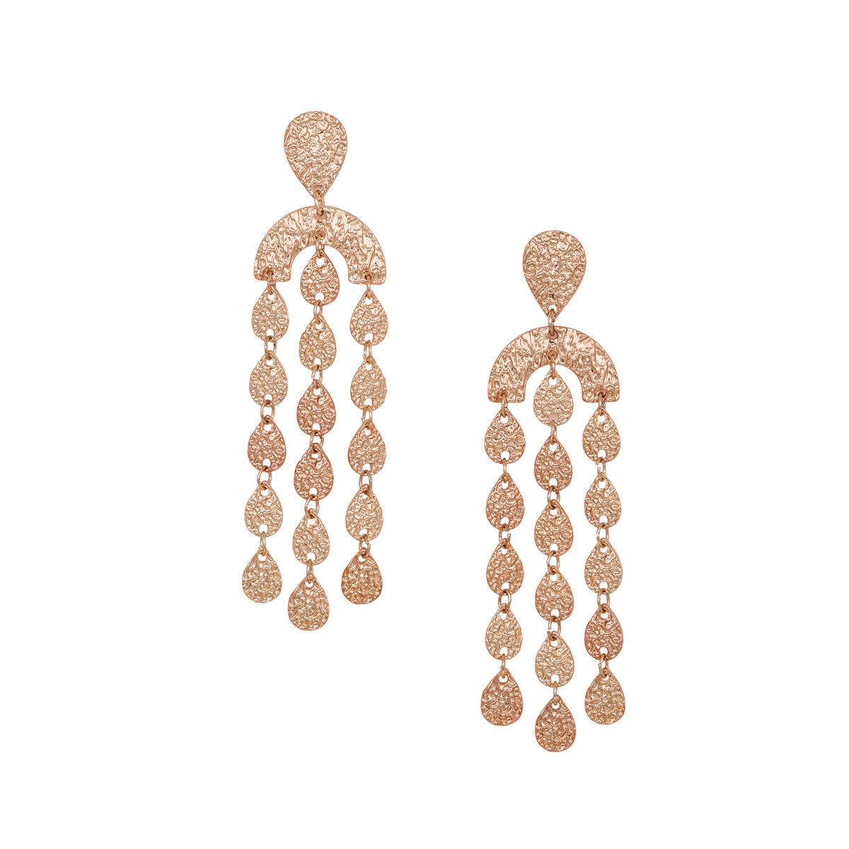 Aurora Gleam Textured Gold Cascade Danglers