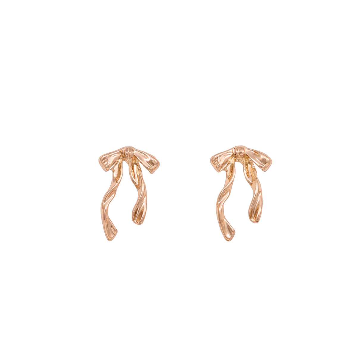 Polished Gold-Tone Fluid Ribbon Bow Drop Earrings