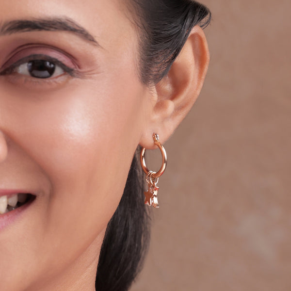 Holiday Celestial Charms: Golden Star & Moon Drop Earrings