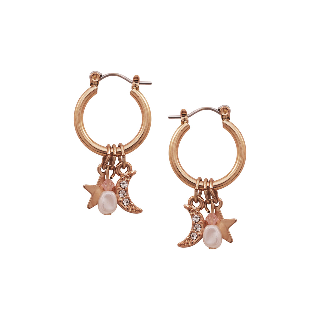 Holiday Celestial Charms: Golden Star & Moon Drop Earrings