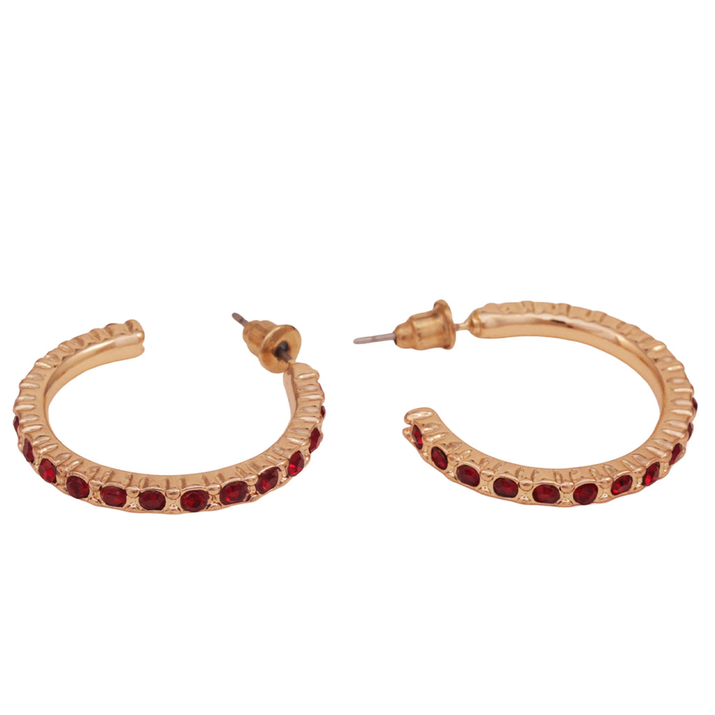 GlamStack Triple-Tone Crystal Hoop Earring Set