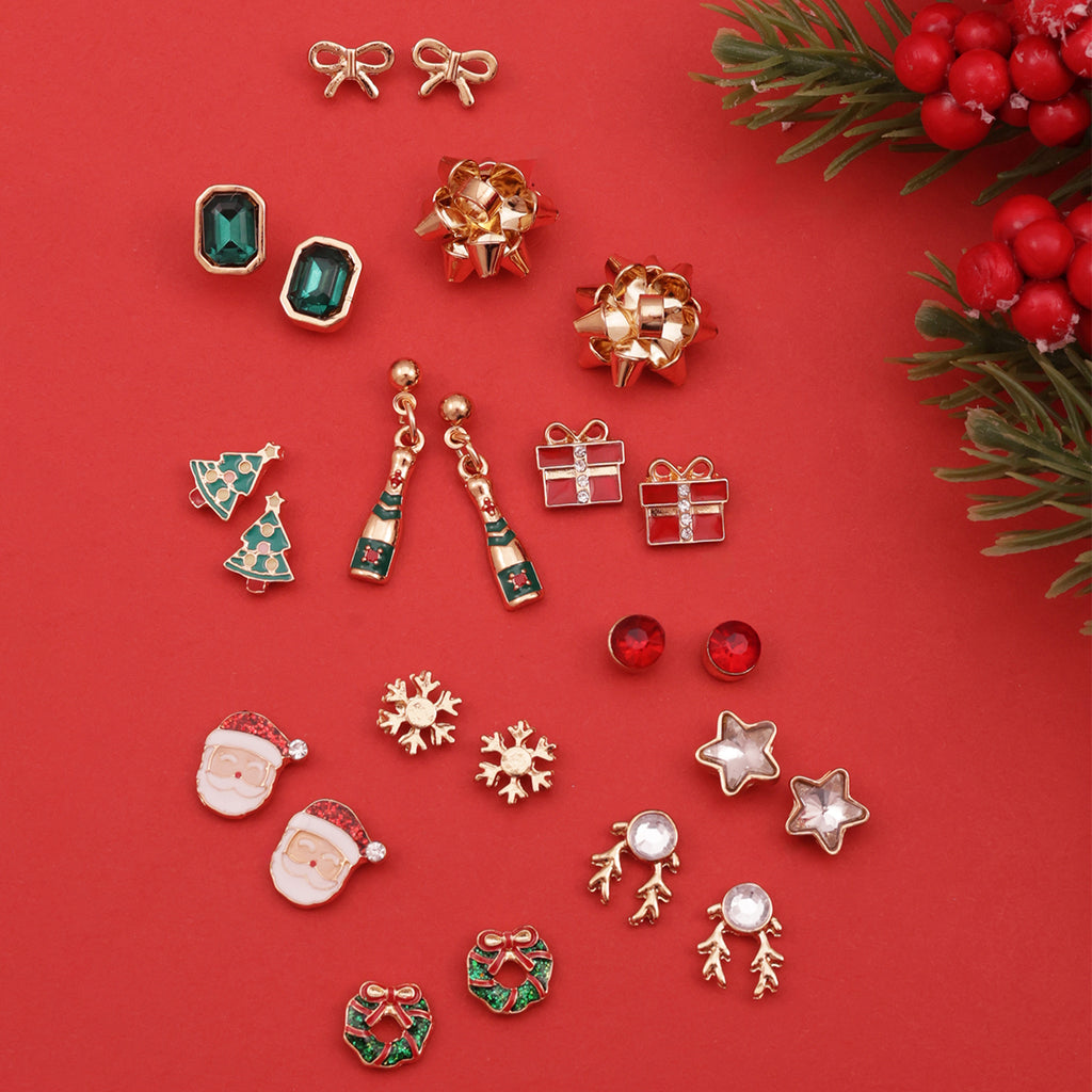 HollySpark 12-Piece Christmas Charm Stud Set
