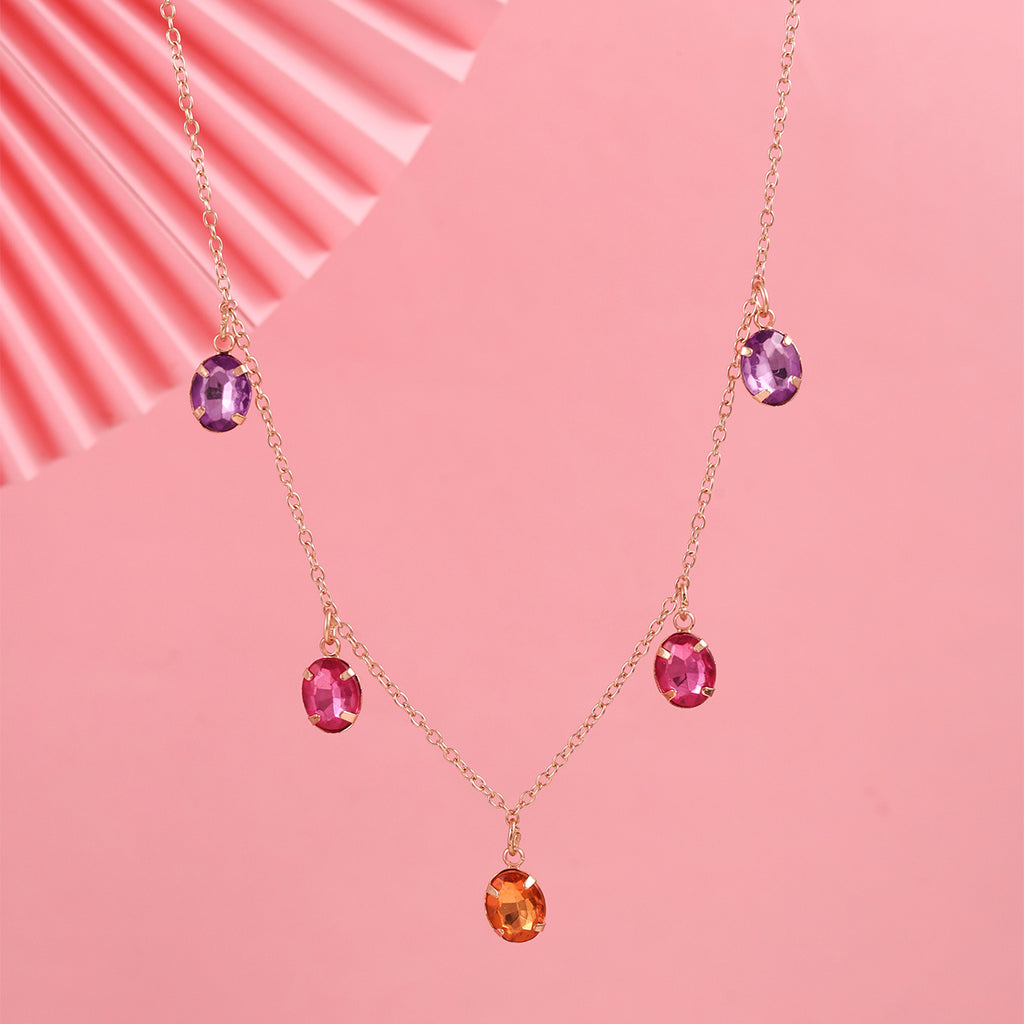 Golden Statement Choker with Round Multicolour Stones