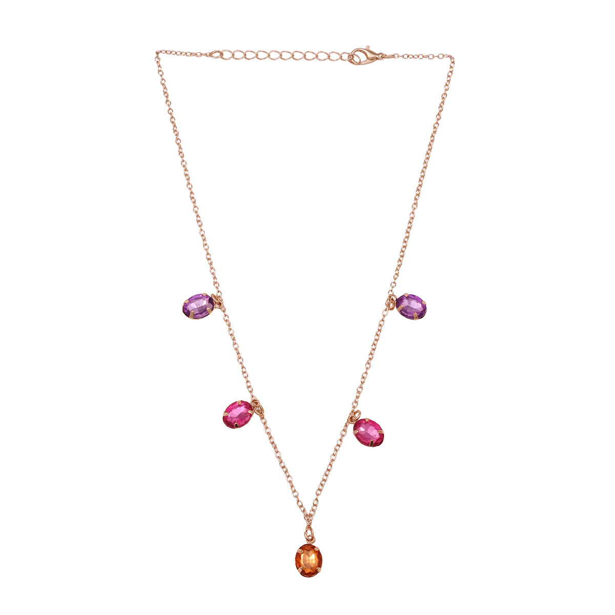 Golden Statement Choker with Round Multicolour Stones