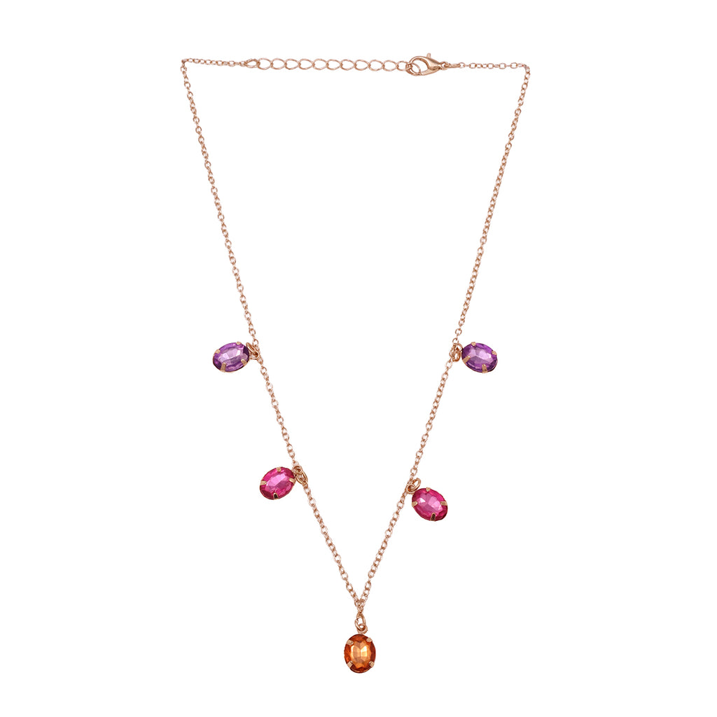 Golden Statement Choker with Round Multicolour Stones
