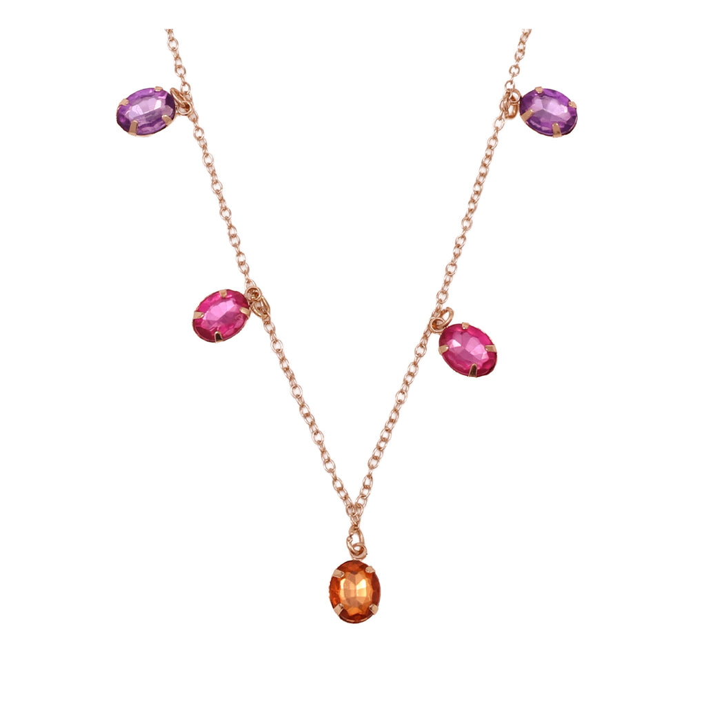 Golden Statement Choker with Round Multicolour Stones