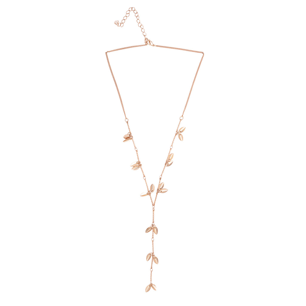 Golden Leaf Charm Drop Y-Necklace