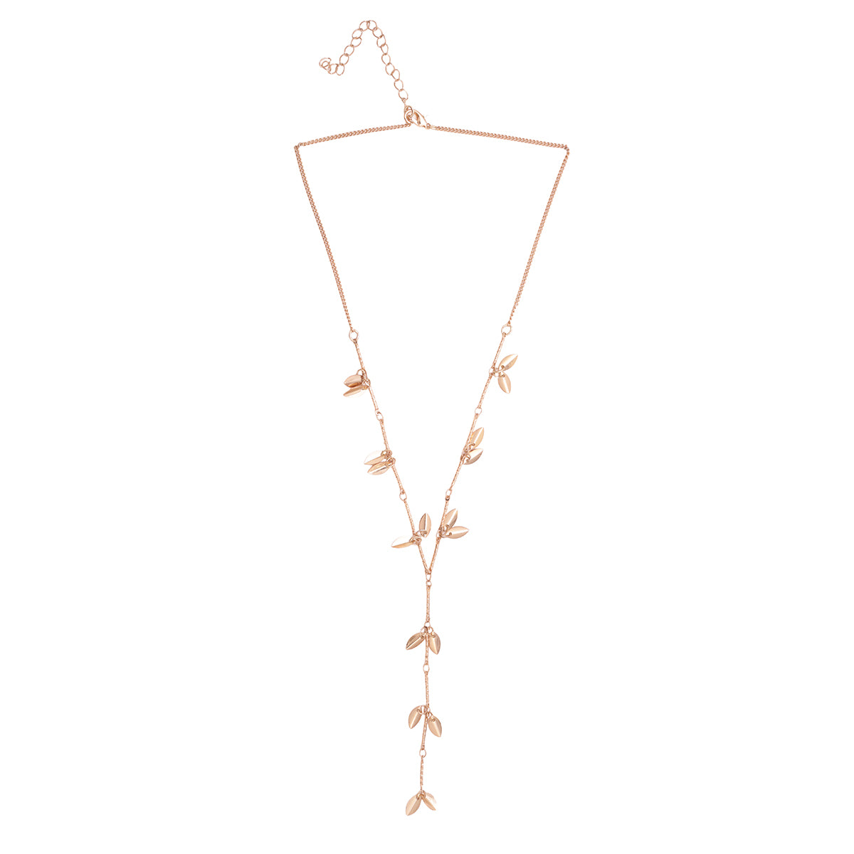 Golden Leaf Charm Drop Y-Necklace