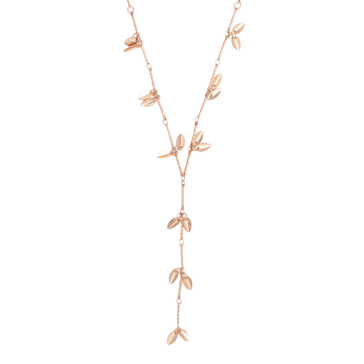 Golden Leaf Charm Drop Y-Necklace