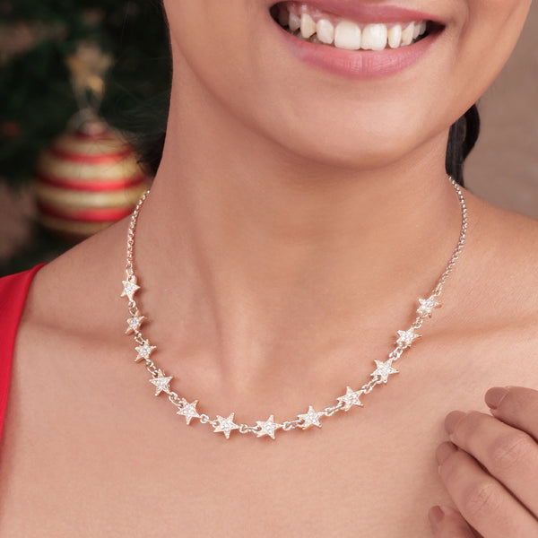 Stellar Glow Golden Star Charm Choker Necklace