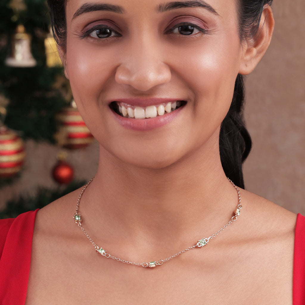 Emerald Link Stone Gala Choker Necklace