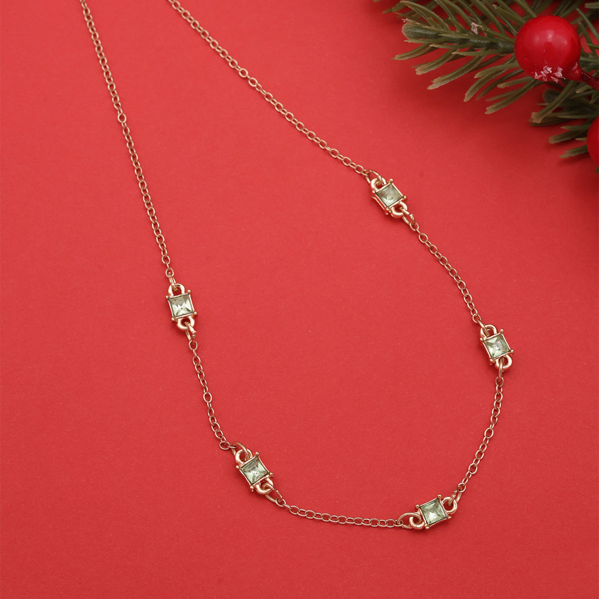 Emerald Link Stone Gala Choker Necklace