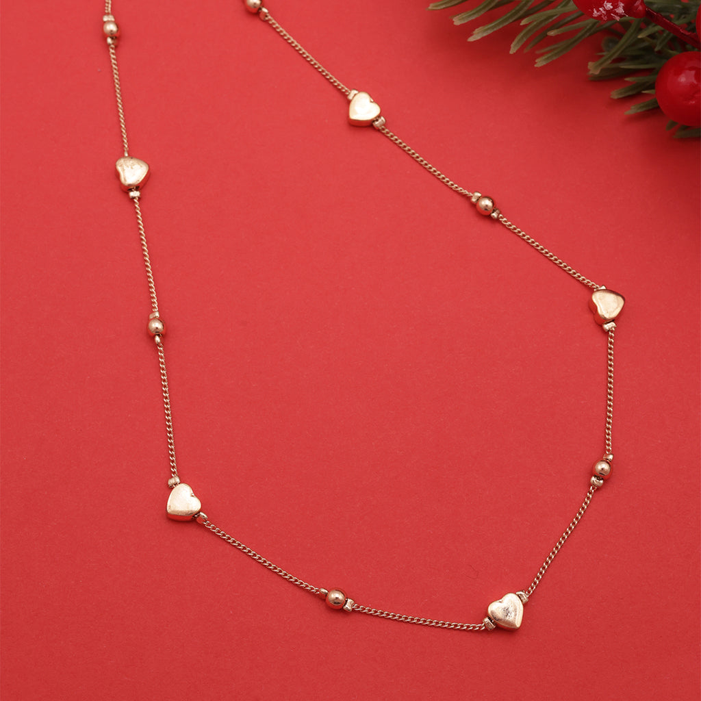 Golden Romance: Heart & Bead Choker Necklace