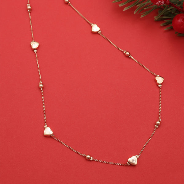 Golden Romance: Heart & Bead Choker Necklace