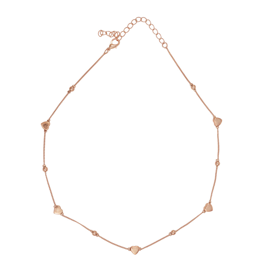 Golden Romance: Heart & Bead Choker Necklace