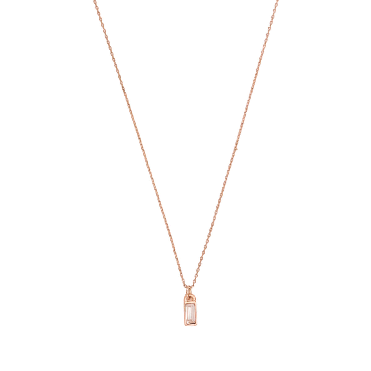 Minimalist Golden Baguette Stone Necklace and Earring Set