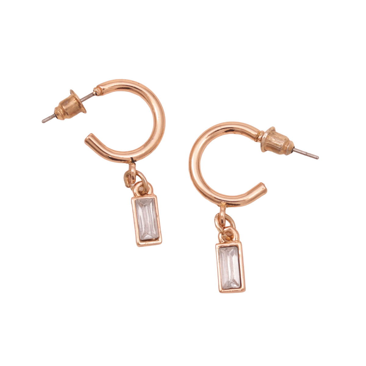 Minimalist Golden Baguette Stone Necklace and Earring Set