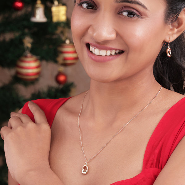 Gleamline Minimal Gold Pendant & Drop Earrings Set