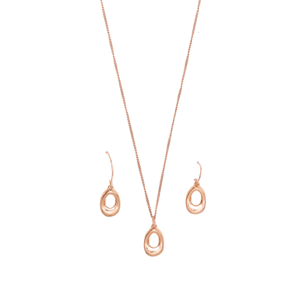 Gleamline Minimal Gold Pendant & Drop Earrings Set