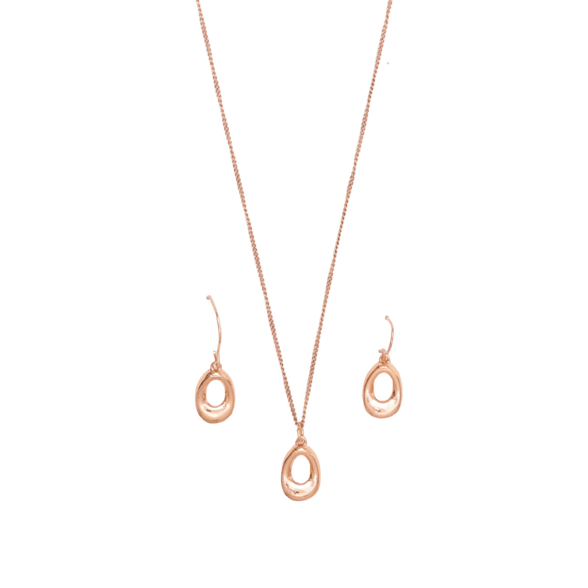 Gleamline Minimal Gold Pendant & Drop Earrings Set