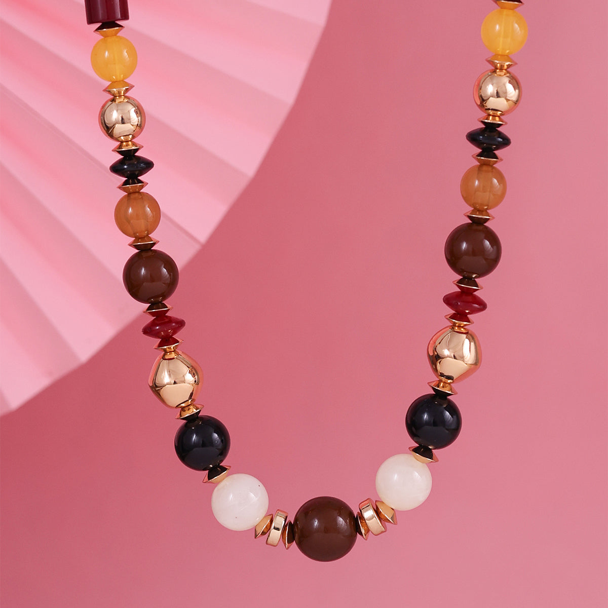 Golden Maroon Resin Beaded Luxe Choker Necklace