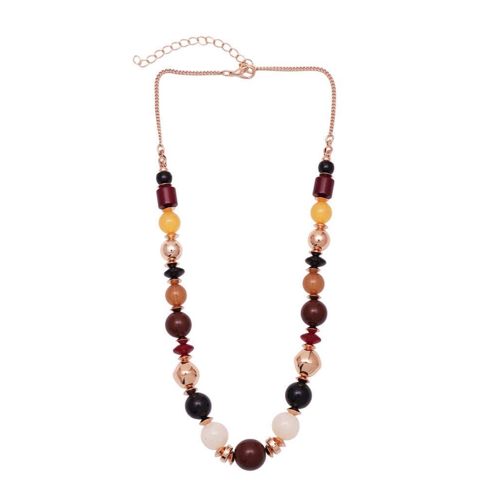 Golden Maroon Resin Beaded Luxe Choker Necklace