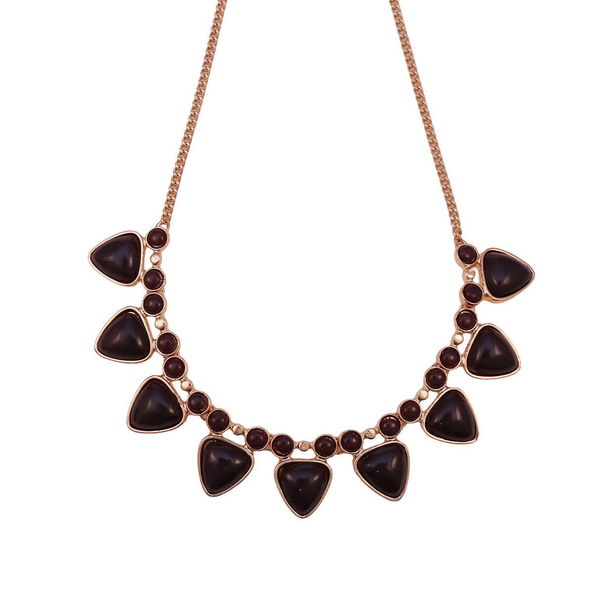Golden & Dark Brown Geometric Stone Statement Choker Necklace