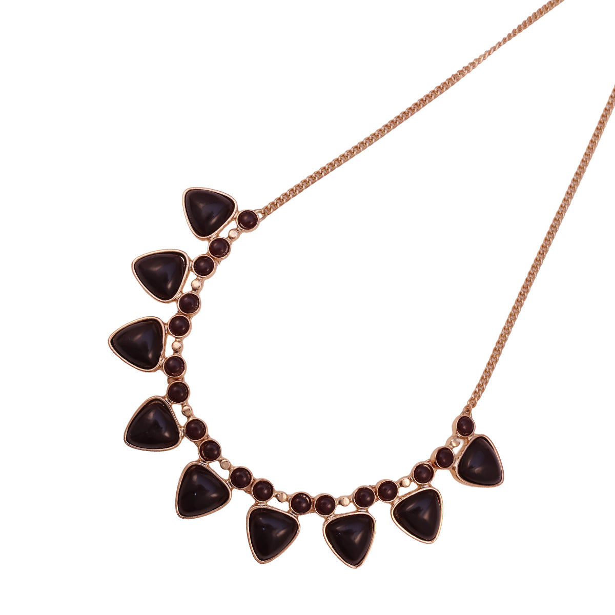 Golden & Dark Brown Geometric Stone Statement Choker Necklace