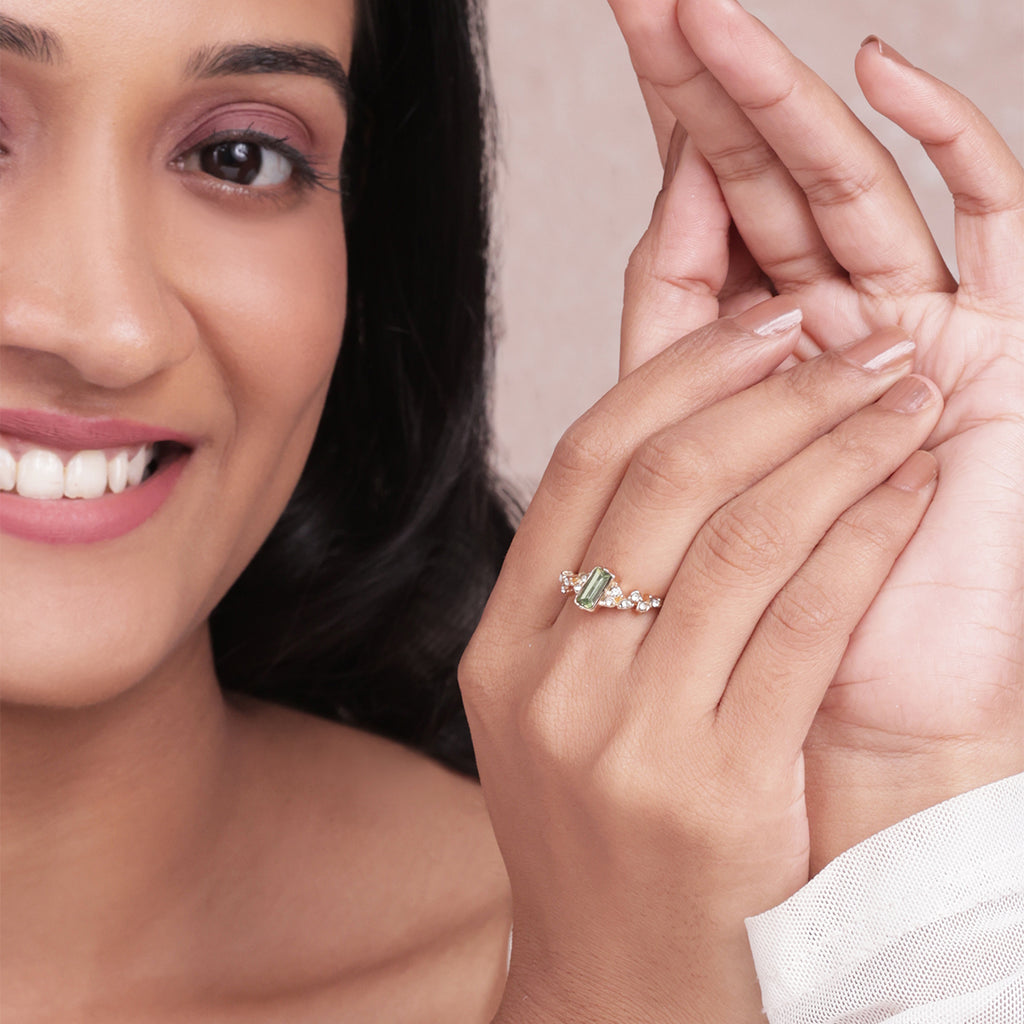 Warm Golden Set of 4 Multicolour Stone Stacking Rings