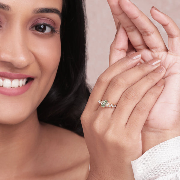 Warm Golden Set of 4 Multicolour Stone Stacking Rings